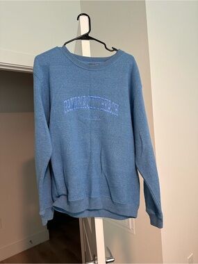 Blue Crewneck Sweatshirt with Subtle Embroidered Logo